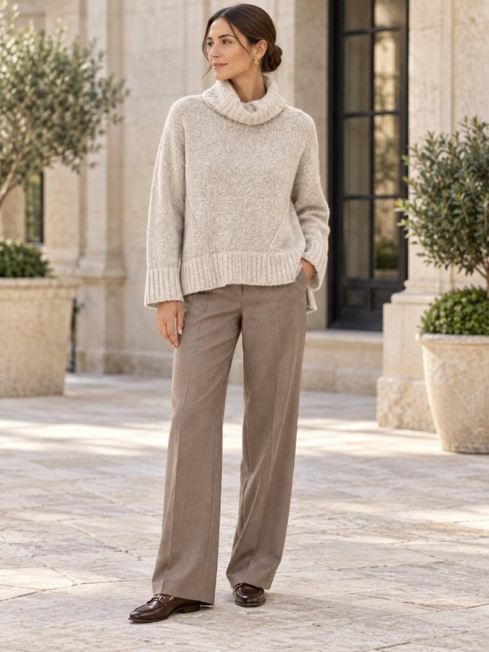 Brochu Walker Carrie Alpaca Turtleneck Sweater S Gray Quiet Luxury Office - Picture 9 of 9